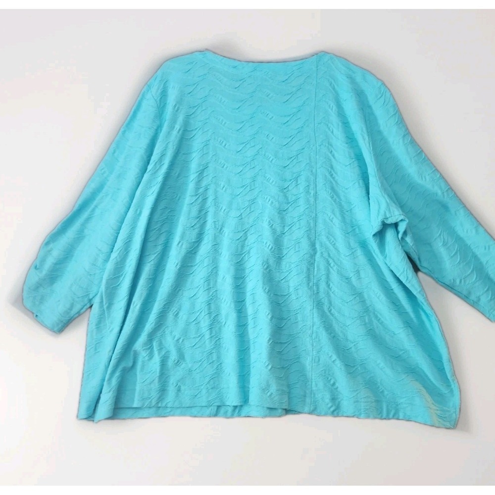 Ali Miles PXL Textured Beach Wearable Art Turquoise Shirt Top Artsy Resort NWT - Picture 2 of 11